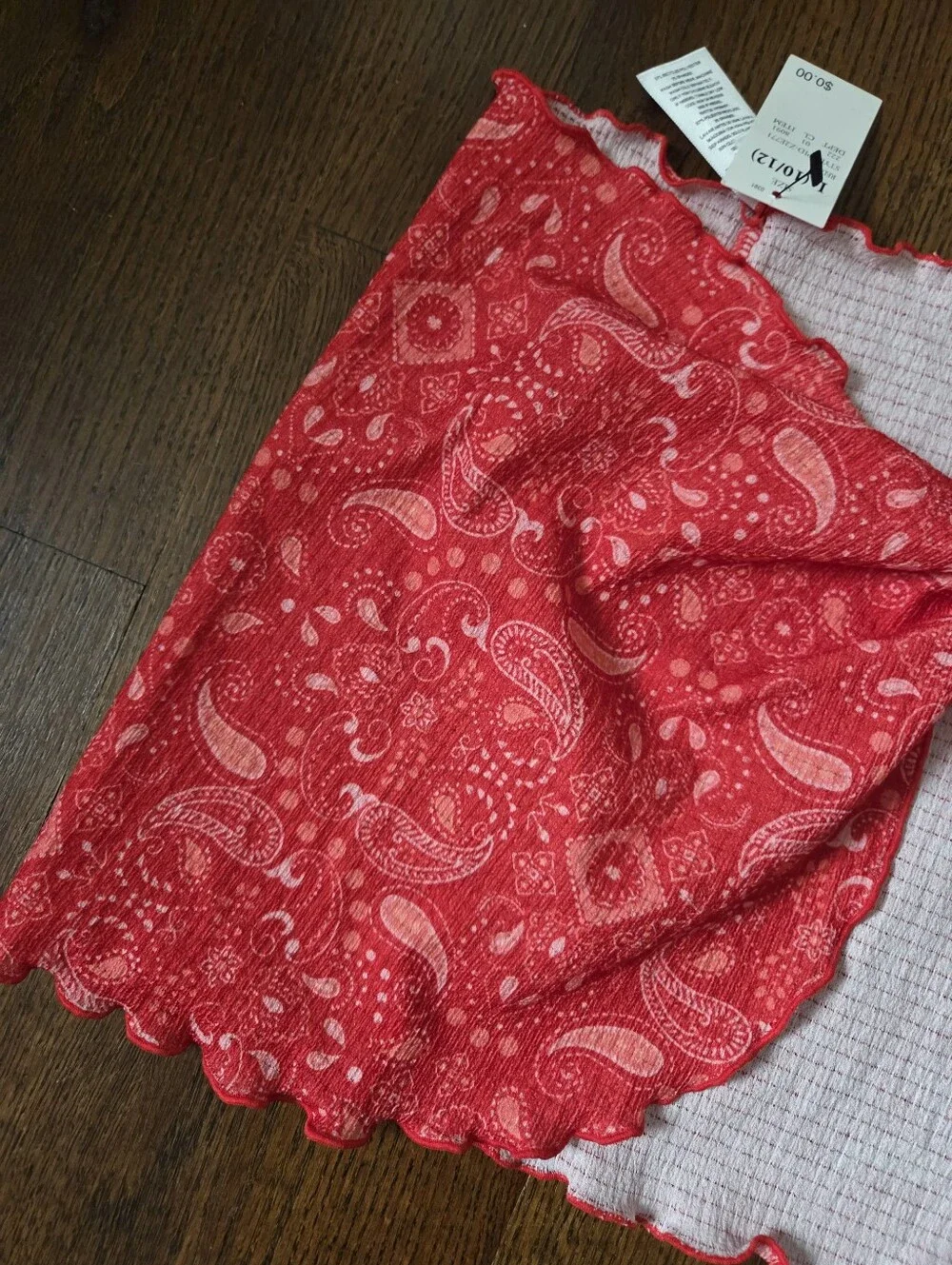 New Art Class Girls Large 10/12 Red Paisley Swim Coverup